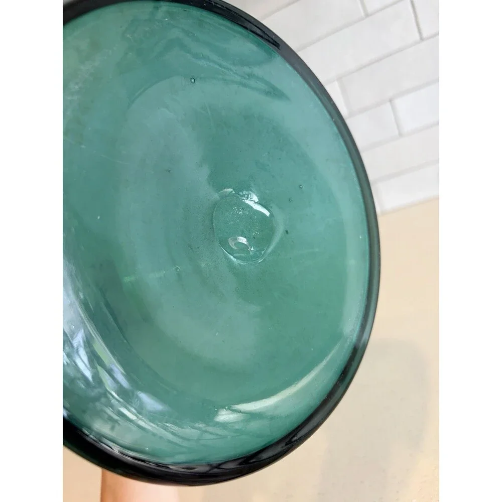 Mid Century Modern Blenko W. Anderson Sea Green Pitcher W/ Black Handle